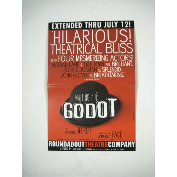 Waiting for Godot Playbill 2009 Theatre Ticket Bill Irwin John Glover Signed - Picture 3 of 9